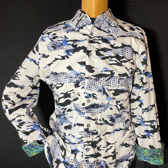 Robert Graham Blue and White Sport Shirt XL - Picture 1 of 3